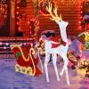 imageGoplus Lighted Christmas Reindeer ampamp Sleigh Set 462 LED Lightup Xmas Decorations wZip Ties ampamp Ground Stakes 54 FT PreLit Deer with 24 FT Santa Sleigh for Front Porch Garden ampamp Living Room