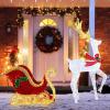 imageGoplus Lighted Christmas Reindeer ampamp Sleigh Set 462 LED Lightup Xmas Decorations wZip Ties ampamp Ground Stakes 54 FT PreLit Deer with 24 FT Santa Sleigh for Front Porch Garden ampamp Living Room