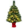 imageGoplus 3ft Mini Prelit Christmas Tree Tabletop Battery Operated Small Fir Xmas Tree with 50 Warm White LED Lights 363 PVC ampamp PE Branch Tips Burlap Base Fireplace Home Office Holiday Decoration2ft Fir Tree