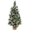 imageGoplus 3ft PreLit Mini Tabletop Christmas Tree Artificial Small Battery Operated Xmas Tree with 30 Warm White LED Lights Timer 98 Flocked PVC ampamp Pine Needles for Home Office Decoration