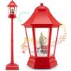 imageGoplus 53 Ft Christmas Snowy Street Lamp 2in1 Musical Lamp Post ampamp Snow Globe Lantern w 8 Tunes Blowing Snow 60 Warm White LED Lights for Entryway Fireplace Porch Snowing Santa wSnow Man