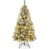 imageGoplus 7ft Prelit Artificial Christmas Tree Hinged Fir Pencil Christmas Tree with 350 LED Lights Perfect Xmas Decoration for Indoor and OutdoorGreen With Pine Cones