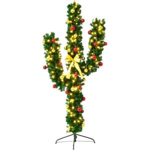 imageGoplus 6 FT PreLit Artificial Cactus Christmas Tree with LED Lights and Ball Ornaments Perfect Holiday Decoration Indoor Xmas Tree6 feet
