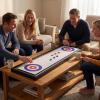 imageGoplus Shuffleboard and Curling 2 in 1 Board Game Portable 2 Sided Tabletop Shuffle Board Game with 8 Rolling Pucks Wooden Shuffleboard and Curling Combo Game Set for Adults
