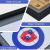 imageGoplus Shuffleboard and Curling 2 in 1 Board Game Portable 2 Sided Tabletop Shuffle Board Game with 8 Rolling Pucks Wooden Shuffleboard and Curling Combo Game Set for Adults
