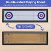 imageGoplus Shuffleboard and Curling 2 in 1 Board Game Portable 2 Sided Tabletop Shuffle Board Game with 8 Rolling Pucks Wooden Shuffleboard and Curling Combo Game Set for Adults
