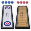 imageGoplus Shuffleboard and Curling 2 in 1 Board Game Portable 2 Sided Tabletop Shuffle Board Game with 8 Rolling Pucks Wooden Shuffleboard and Curling Combo Game Set for Adults