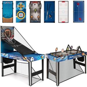 imageGoplus 10in1 Multi Game Table 48quot Combo Game Table with Billiard Table Tennis Hockey Basketball Football Field Hockey Darts Archery Shooting ampamp Marbles for Game Room Party Family Night