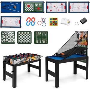 imageGoplus 14in1 Multi Game Table Combo Game Table wFoosball Air Hockey Pool Table Tennis Basketball Chess Checkers Bowling Shuffleboard Adults Gifts for Home Arcade Game RoomWhite