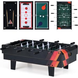imageGoplus 4 in 1 Multi Game Table Combination Game Table Set with Pool Billiards Air Hockey Foosball Table Tennis Stackable Combo Tabletops for Home Play Room Party Family NightBlack