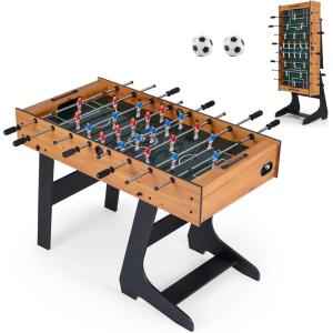 imageGoplus Folding Foosball Table 48 Full Competition Size Freestanding Soccer Game Table with 22 Players 2 Balls SpaceSaving Foldable Arcade Table for Adults Family Game NightNatural