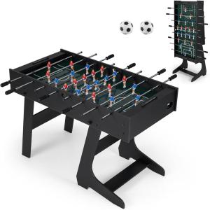 imageGoplus Folding Foosball Table 48 Full Competition Size Freestanding Soccer Game Table with 22 Players 2 Balls SpaceSaving Foldable Arcade Table for Adults Family Game NightBlack
