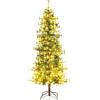 image:imageGoplus 7 FT PreLit Artificial Christmas Tree Hinged Faux Xmas Tree with 1217 Soft TPE amp PVC Mixed Branch Tips 400 Warm White LED Lights Foldable Metal Stand Holiday Party Home Office DecorationGreen With Pine Cones