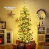 image:imageGoplus 7 FT PreLit Artificial Christmas Tree Hinged Faux Xmas Tree with 1217 Soft TPE amp PVC Mixed Branch Tips 400 Warm White LED Lights Foldable Metal Stand Holiday Party Home Office DecorationGreen With Pine Cones