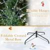 image:imageGoplus 7 FT PreLit Artificial Christmas Tree Hinged Faux Xmas Tree with 1217 Soft TPE amp PVC Mixed Branch Tips 400 Warm White LED Lights Foldable Metal Stand Holiday Party Home Office DecorationGreen