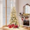 image:imageGoplus 7 FT PreLit Artificial Christmas Tree Hinged Faux Xmas Tree with 1217 Soft TPE amp PVC Mixed Branch Tips 400 Warm White LED Lights Foldable Metal Stand Holiday Party Home Office DecorationSnowy