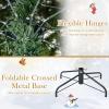 image:imageGoplus 7 FT PreLit Artificial Christmas Tree Hinged Faux Xmas Tree with 1217 Soft TPE amp PVC Mixed Branch Tips 400 Warm White LED Lights Foldable Metal Stand Holiday Party Home Office DecorationGreen