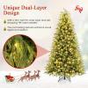 image:imageGoplus 7 FT PreLit Artificial Christmas Tree Hinged Faux Xmas Tree with 1217 Soft TPE amp PVC Mixed Branch Tips 400 Warm White LED Lights Foldable Metal Stand Holiday Party Home Office DecorationGreen With Mixed Tips