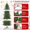 image:imageGoplus 7 FT PreLit Artificial Christmas Tree Hinged Faux Xmas Tree with 1217 Soft TPE amp PVC Mixed Branch Tips 400 Warm White LED Lights Foldable Metal Stand Holiday Party Home Office DecorationGreen With Pine Cones