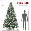 image:imageGoplus 75ft Prelit Artificial Christmas Tree Hinged Snow Flocked Xmas Tree wPine Cones Red Berries amp 550 LED Lights 8 Lighting Modes Indoor Holiday Festival Decoration9 FT