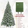 image:imageGoplus 75ft Prelit Artificial Christmas Tree Hinged Snow Flocked Xmas Tree wPine Cones Red Berries amp 550 LED Lights 8 Lighting Modes Indoor Holiday Festival Decoration9 FT