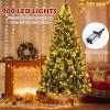 image:imageGoplus 75ft Prelit Artificial Christmas Tree Hinged Snow Flocked Xmas Tree wPine Cones Red Berries amp 550 LED Lights 8 Lighting Modes Indoor Holiday Festival Decoration9 FT