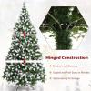 image:imageGoplus 75ft Prelit Artificial Christmas Tree Hinged Snow Flocked Xmas Tree wPine Cones Red Berries amp 550 LED Lights 8 Lighting Modes Indoor Holiday Festival Decoration7ft 6in
