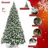 image:imageGoplus 75ft Prelit Artificial Christmas Tree Hinged Snow Flocked Xmas Tree wPine Cones Red Berries amp 550 LED Lights 8 Lighting Modes Indoor Holiday Festival Decoration9 FT