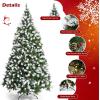 image:imageGoplus 75ft Prelit Artificial Christmas Tree Hinged Snow Flocked Xmas Tree wPine Cones Red Berries amp 550 LED Lights 8 Lighting Modes Indoor Holiday Festival Decoration7ft 6in