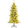 image:imageGoplus 7 FT PreLit Artificial Christmas Tree Hinged Faux Xmas Tree with 1217 Soft TPE amp PVC Mixed Branch Tips 400 Warm White LED Lights Foldable Metal Stand Holiday Party Home Office DecorationGreen With Pine Cones