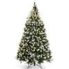 image:imageGoplus 75ft Prelit Artificial Christmas Tree Hinged Snow Flocked Xmas Tree wPine Cones Red Berries amp 550 LED Lights 8 Lighting Modes Indoor Holiday Festival Decoration7ft 6in