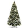 image:imageGoplus 75ft Prelit Artificial Christmas Tree Hinged Snow Flocked Xmas Tree wPine Cones Red Berries amp 550 LED Lights 8 Lighting Modes Indoor Holiday Festival Decoration9 FT