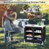 image:imageGoplus Camping Table with Storage Aluminum Portable Camp Kitchen Cabinet Table with Carrying Bag Lightweight Outdoor Cooking Table for Picnic Tailgating Beach BBQ Party RV Black