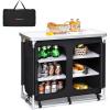image:imageGoplus Camping Table with Storage Aluminum Portable Camp Kitchen Cabinet Table with Carrying Bag Lightweight Outdoor Cooking Table for Picnic Tailgating Beach BBQ Party RV Black
