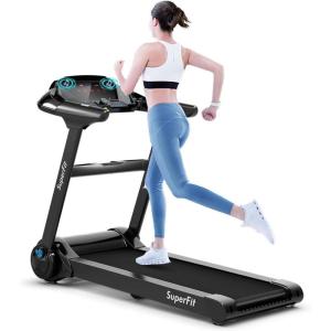 image:imageGoplus Folding Treadmill Compact Superfit Treadmill with APP Control Blue Tooth Speaker 12 Preset Programs LED Display and Device Holder Walking Running Machine for Home OfficeBlack