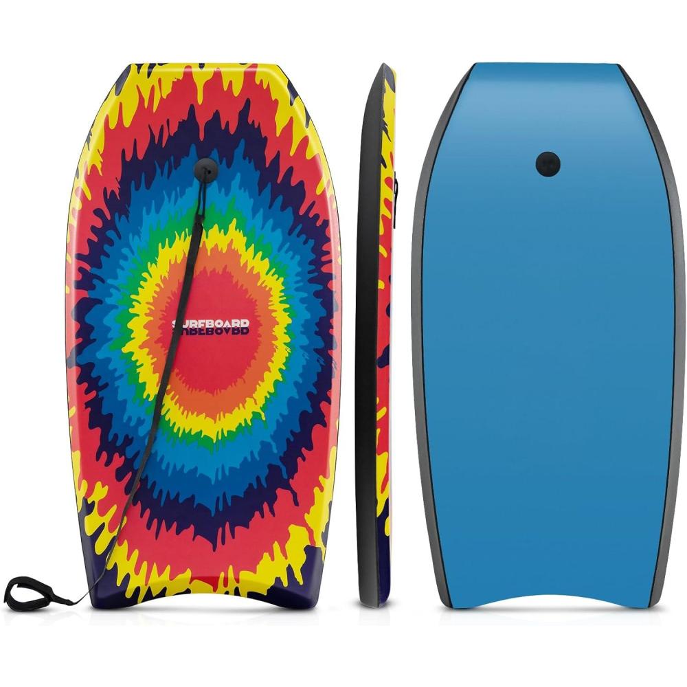 image:imageGoplus 413733 Lightweight Body Board for Beach Surf Board with EPS Core XPE Deck HDPE Slick Bottom Wrist Leash Bodyboard for Kids Adults SurfingColorful Explosion
