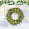 image:imageGoplus 24 Inch PreLit Christmas Wreath Battery Operated Lighted Artificial Winter Xmas Wreaths for Front Door with Pine Cones Red Berries 20 Warm White LED Lights Windows Wall Mantel DecorGreen