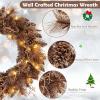 image:imageGoplus 24 Inch PreLit Christmas Wreath Battery Operated Lighted Artificial Winter Xmas Wreaths for Front Door with Pine Cones Red Berries 20 Warm White LED Lights Windows Wall Mantel DecorBrown