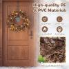 image:imageGoplus 24 Inch PreLit Christmas Wreath Battery Operated Lighted Artificial Winter Xmas Wreaths for Front Door with Pine Cones Red Berries 20 Warm White LED Lights Windows Wall Mantel DecorBrown