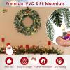 image:imageGoplus 24 Inch PreLit Christmas Wreath Battery Operated Lighted Artificial Winter Xmas Wreaths for Front Door with Pine Cones Red Berries 20 Warm White LED Lights Windows Wall Mantel DecorGreen With Red Berries