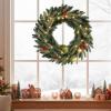 image:imageGoplus 24 Inch PreLit Christmas Wreath Battery Operated Lighted Artificial Winter Xmas Wreaths for Front Door with Pine Cones Red Berries 20 Warm White LED Lights Windows Wall Mantel DecorGreen With Red Berries