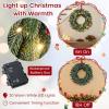image:imageGoplus 24 Inch PreLit Christmas Wreath Battery Operated Lighted Artificial Winter Xmas Wreaths for Front Door with Pine Cones Red Berries 20 Warm White LED Lights Windows Wall Mantel DecorGreen With Red Berries