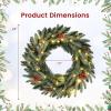 image:imageGoplus 24 Inch PreLit Christmas Wreath Battery Operated Lighted Artificial Winter Xmas Wreaths for Front Door with Pine Cones Red Berries 20 Warm White LED Lights Windows Wall Mantel DecorGreen With Red Berries