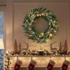 image:imageGoplus 24 Inch PreLit Christmas Wreath Battery Operated Lighted Artificial Winter Xmas Wreaths for Front Door with Pine Cones Red Berries 20 Warm White LED Lights Windows Wall Mantel DecorGreen With Red Berries
