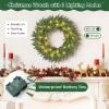 image:imageGoplus 24 Inch PreLit Christmas Wreath Battery Operated Lighted Artificial Winter Xmas Wreaths for Front Door with Pine Cones Red Berries 20 Warm White LED Lights Windows Wall Mantel DecorGreen