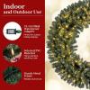 image:imageGoplus 60 Inch Large PreLit Christmas Wreath Lighted Artificial Winter Xmas Wreaths for Front Door with 200 LED Warm White Lights 680 PVC Branch Tips 24 Pine Cones for Windows Wall Mantel DecorGreen