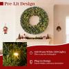image:imageGoplus 60 Inch Large PreLit Christmas Wreath Lighted Artificial Winter Xmas Wreaths for Front Door with 200 LED Warm White Lights 680 PVC Branch Tips 24 Pine Cones for Windows Wall Mantel DecorGreen