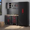 image:imageGoplus Garage Cabinets and Storage System 6Piece Garage Organization Cabinets Set with Rubber Wood Worktop Pegboard 2 Rolling Chests Lockers Tool Storage Chest for Workshop 815 x 185 x 76