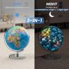 image:imageGoplus Illuminated Globes of The World with Stand 9 Rotating 3 in 1 World Globe wConstellation Stars LED Night Light Geography Globe for Office Decorative