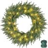 image:imageGoplus 24 Inch PreLit Christmas Wreath Battery Operated Lighted Artificial Winter Xmas Wreaths for Front Door with Pine Cones Red Berries 20 Warm White LED Lights Windows Wall Mantel DecorGreen